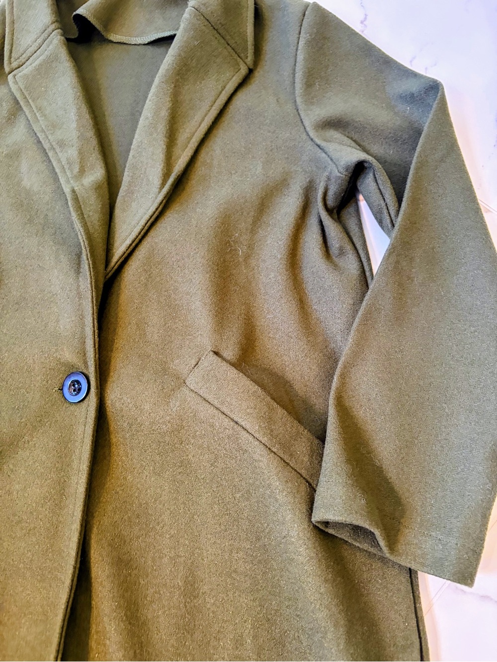 Olive Green Unlined Trench Coat - Picture 7 of 9